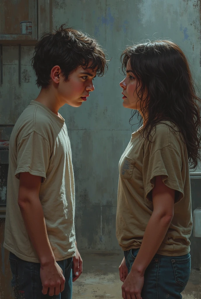 Boy is emotionally destroyed by his partner, the boy cries and the girl tries to explain to him but he is very confused, he feels like killing her but he loves her. 