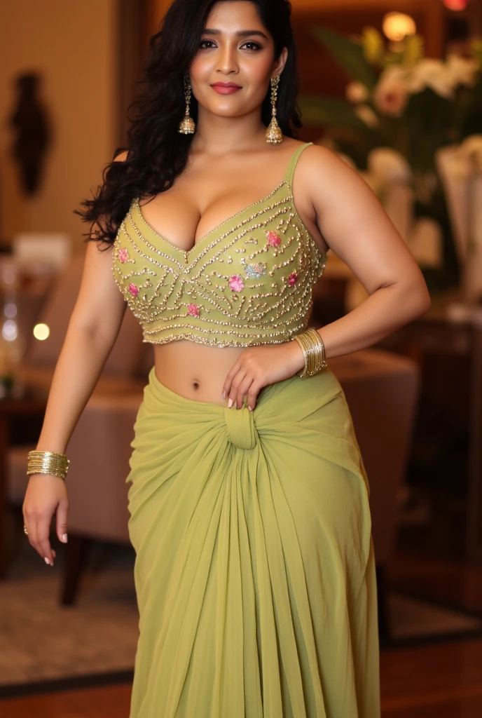 Indian sexy WOMEN WEARING saree , ancient sex goddess , perfect figure , big boobies , showing her round belly button , sexy deep navel , curvy waist , thick legs , slutty makeup , dark eyeliner , HOT red lips , long hairs , earrings , shinny ornaments , necklace , 8k resolution , photorealistic , ultra realistic , HD Quality , photography , long shot , full body photograph , cinematic lighting , daylight , Hasselblad photography , ARRI Photography , details , extreme details , little details , ultra sharp photo , perfect picture , fine details , HQ ,