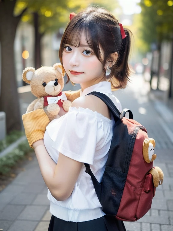 There is a white bunny doll with a backpack and backpack, cute 3 d render, render of a cute 3d anime girl, highly detailed character, Cute detailed digital art, cute character, 3 d render stylized, Female explorer mini cute girl, original chibi bunny girl, soft 3d render, Cute! C4D, Stylized anime, Rendered in redshift