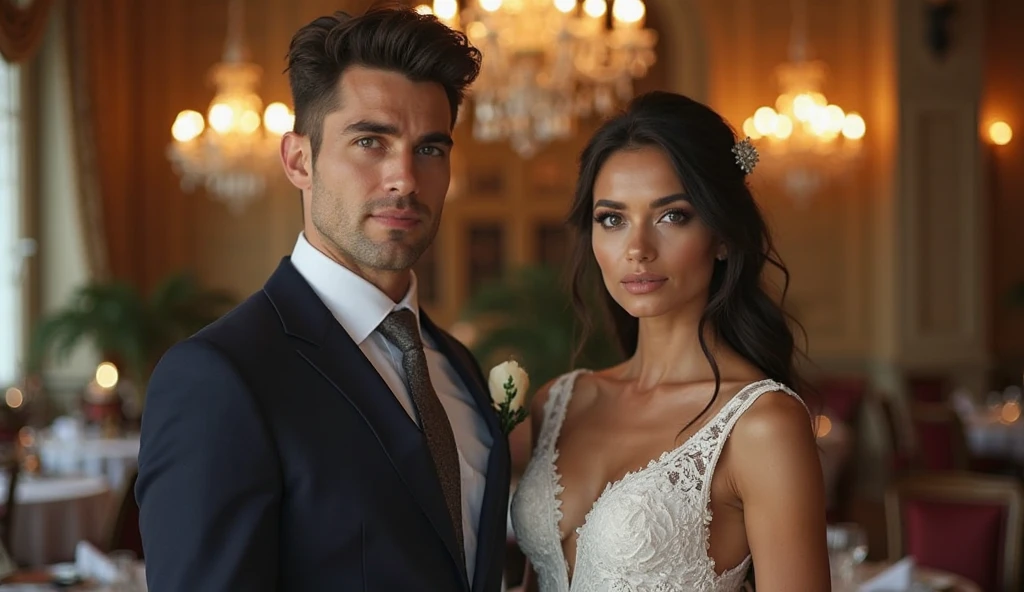 a woman in a wedding dress and a man in a tuxedo, by Juliette Wytsman, by Meredith Dillman, romance novel cover, by Anna Katharina Block, tv series, romance book cover, by Alison Debenham, by Gwen Barnard, thumbnail, by Anna Haifisch, [ theatrical ], romance book cover style, accompany cory chase, award winning movie