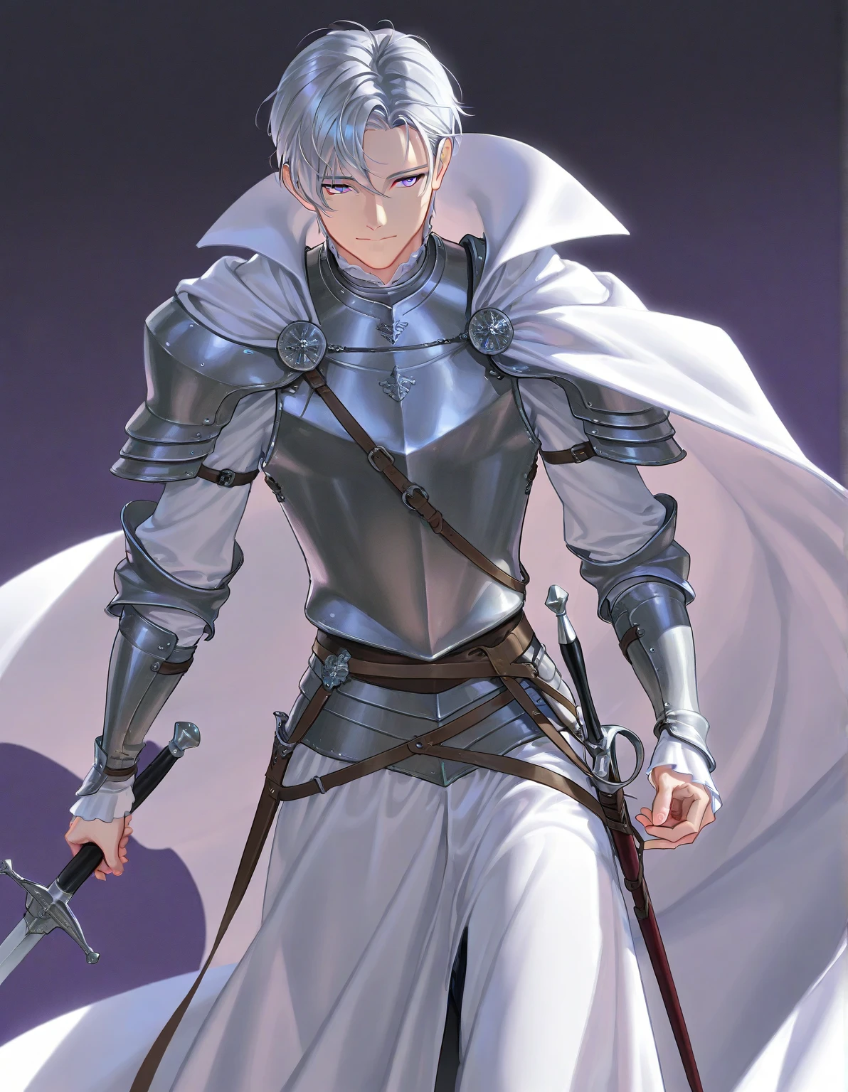 1male, toned, gray hair, slim, glowing blue eyes, HD, vibrant, masterpiece, wolf ears, wolf tail, knight robes, dead expression, hero, solo, riding dragon, upper body