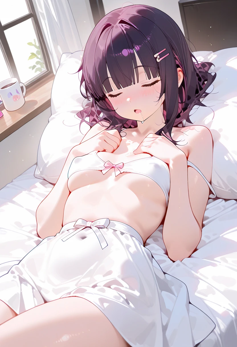 One woman、One Man、beautiful girl、high school girl、Short Hair、Sailor suit、Short pleated skirt、Love Hotel、Love Hotelの部屋、Pink lighting、Knee socks、King-size bed、Highest quality,  Black Hair、Sweaty body、ムレムレのKnee socks、Collapsed, covered in wounds、Lie down with your legs open、Lie on your back on the bed、Embarrassed face、Pink Panties、Pink Bra、Scared、Money is handed over、Man holding money、Make your panties look bold、Thick thighs、Big 、Big Ass、Penis insertion、Normal position、Sex、Sexual excitement face、仰向けでSex、A man is covered by a woman、A man covers her and fucks her、Rape Eyes、Used condoms scattered around、The whole body is covered in semen