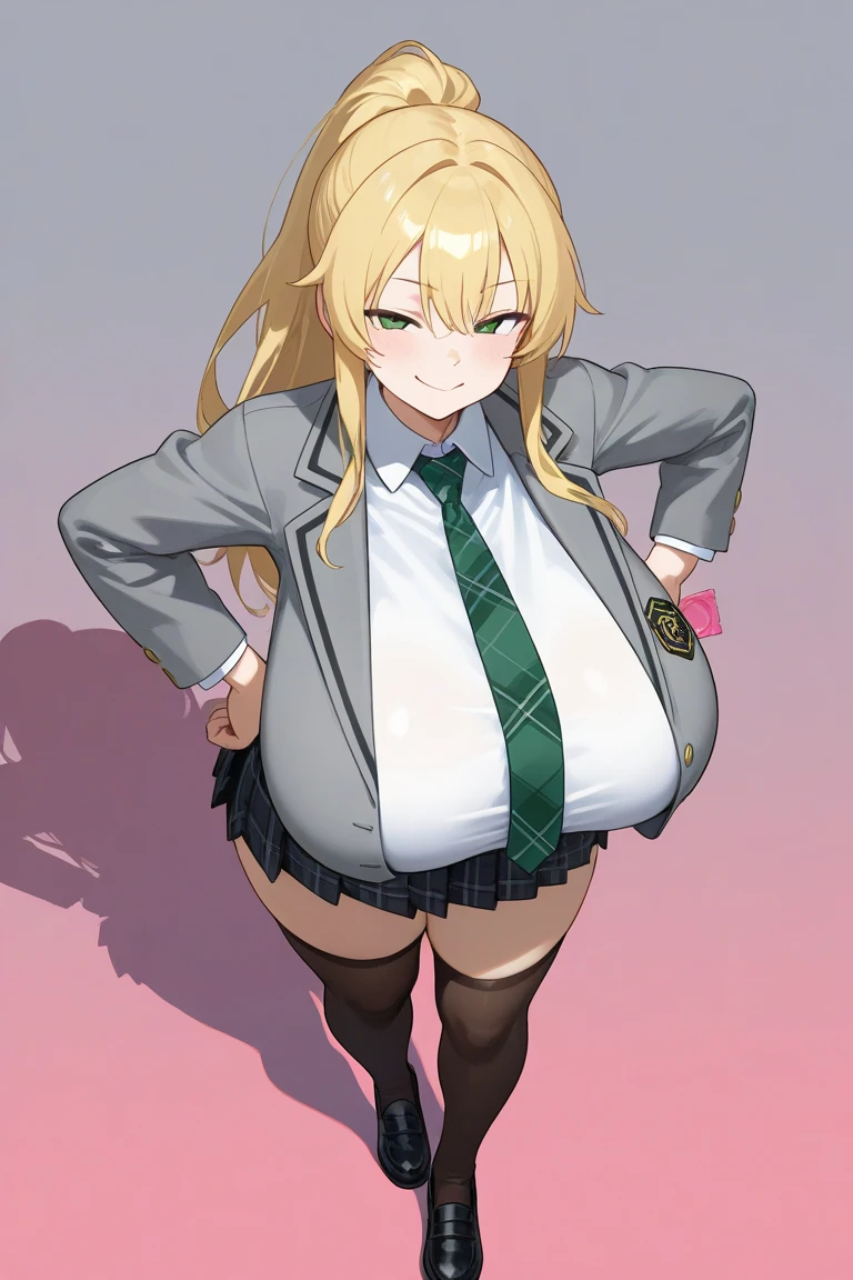 (best quality, masterpiece, RAW photo,ultra-detailed:1.2), <lyco:GoodHands-beta2:1.0>,1girl,solo,looking at viewer, smile, (hair over right eye:1.2),
bags under eyes,Pikachu, school uniform, Black jacket, tie, white shirt, red tie uder jacket, blonde hair,Black skirt,(yellow pantyhose stocking:1.2), from below, high school, beautiful, movie still,pikapoke, <lora:PIKAPOKE:1.2>