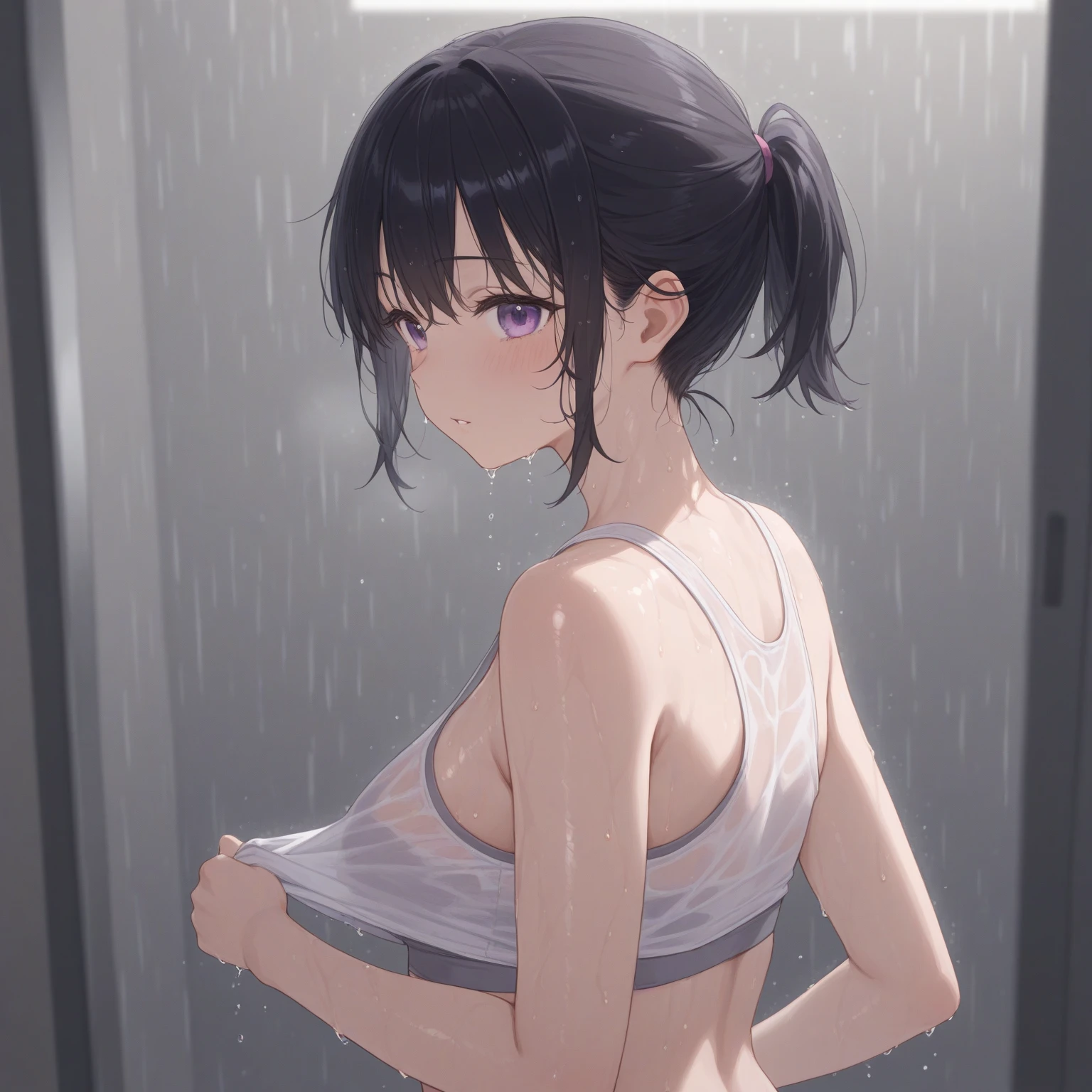 ((Best quality)), ((masterpiece)), (detailed), A wet girl comes out of the shower