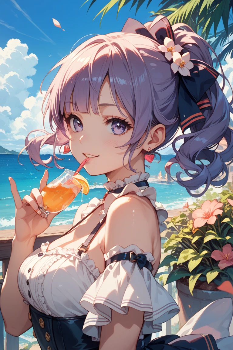 (masterpiece:1.5),(Beat quality),(high res),1girl solo,beautiful face,smile,upper body,summer clothes women,bar,wine
