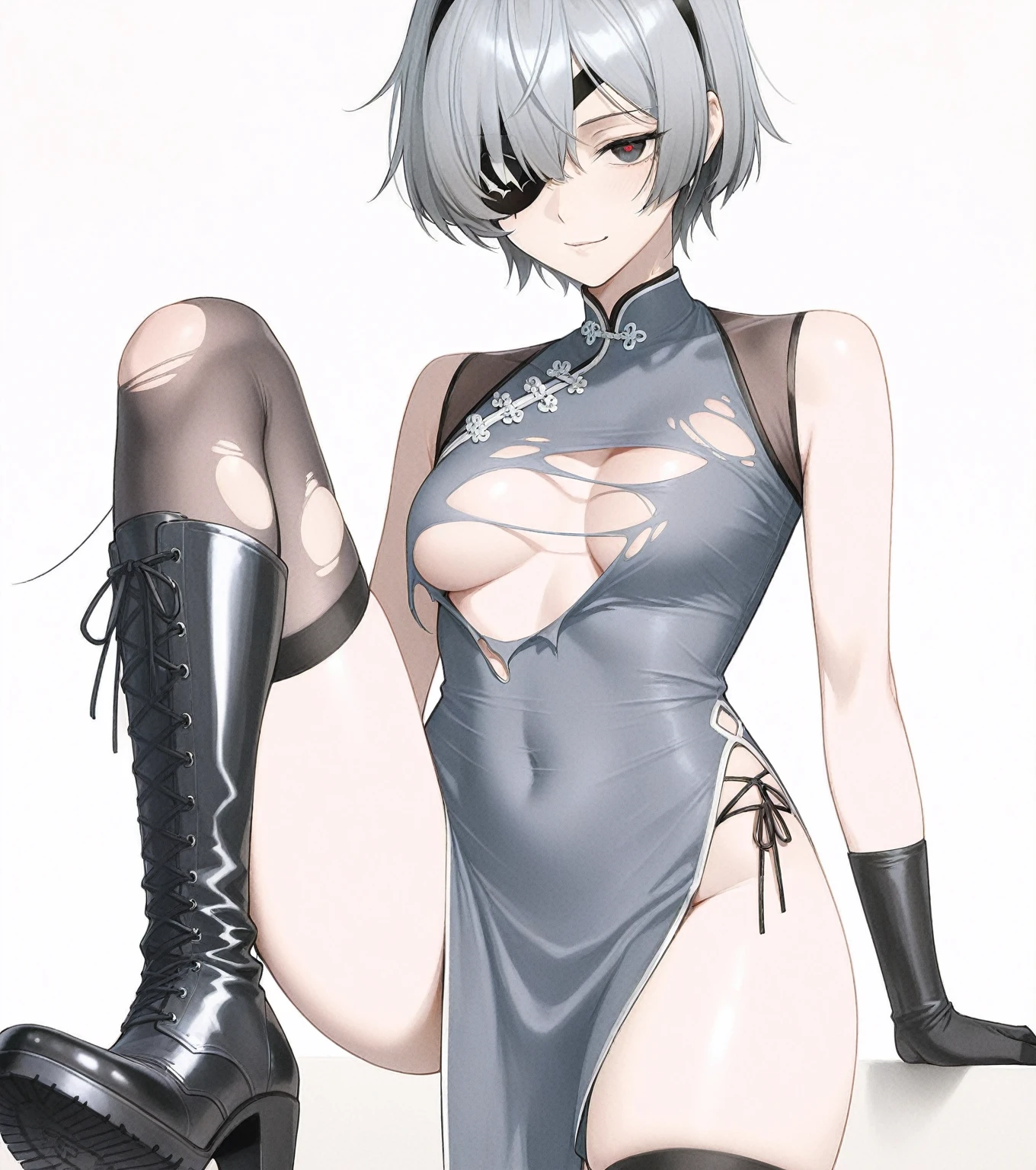 nanakusa nazuna,
1girl, bangs, bare shoulders, black nails, braid, breasts, cleavage cutout, clothing cutout, grin, groin, hair rings, hand on hip, hand up, jacket, light purple hair, long sleeves, looking at viewer, nail polish, navel, open clothes, open jacket, sleeveless, sleeveless turtleneck, sleeveless turtleneck crop top, smile, solo, turtleneck, w