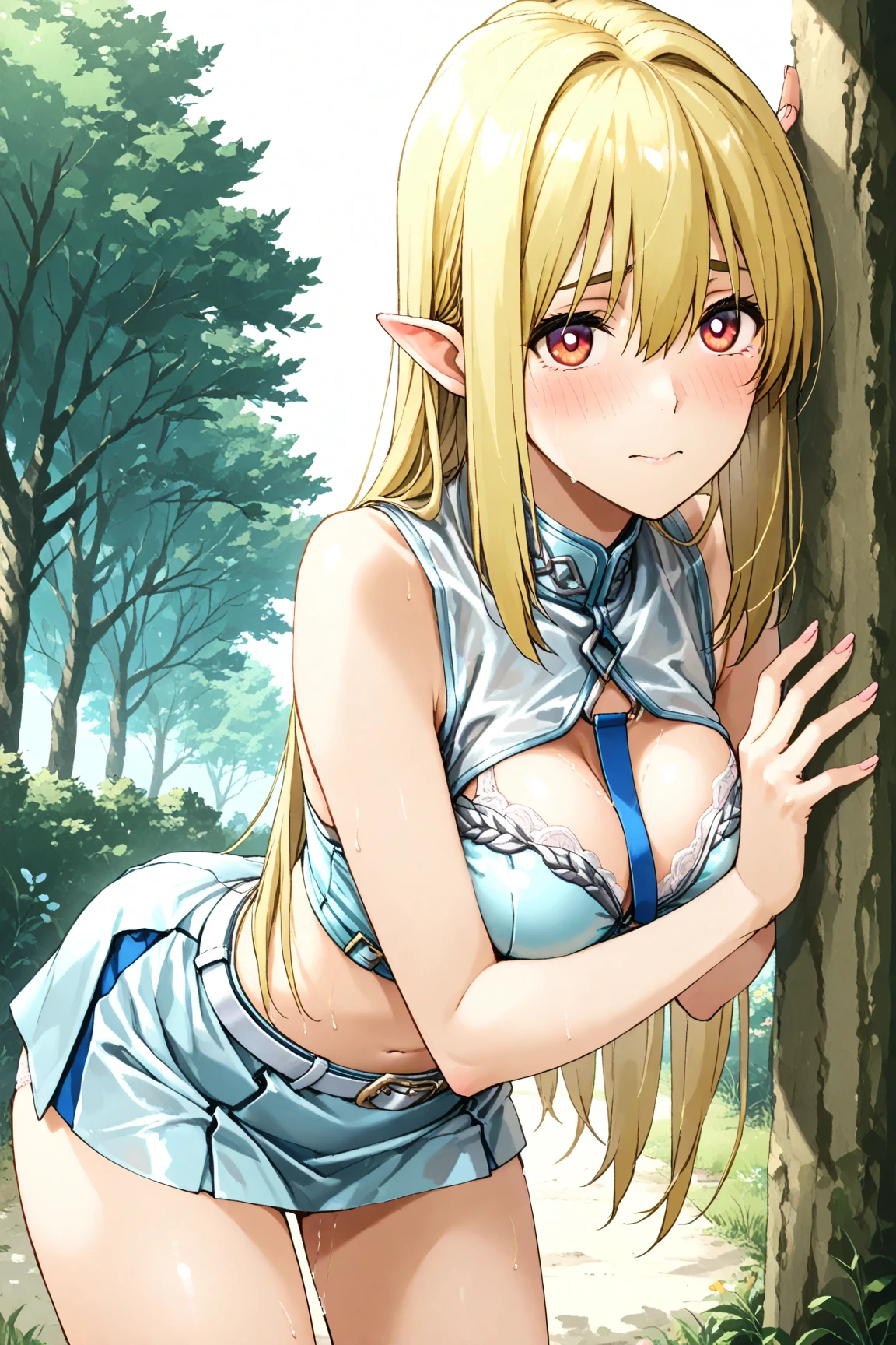 masterpiece top-quality:1.2 ragnarok online (see -through) Wet Glamorous body cute face:1.5 Simple eyes ssmile (toppless) opencrotch white leotard Erotic underwear Opening legs 独奏 Full body painting (Divide the whole body by the size of the head) Cute girl at shoulders and collarbones are visible (Large breasts) Pink papillae cleavage of the breast Navel Ejection Cleft in the crotch knee high socks garter ring a blond grass field