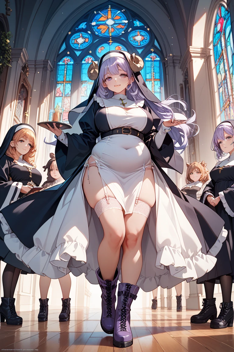 (masterpiece), top-quality, (10 girls, in group photograph:1.4), Beautiful body, (((Huge)),((huge-breasted)), ((((Long milk)))),((((Sagging milk)))), ((de pele branca)), ((Black skin)), blonde hair, silber hair, Twin-tailed, Braids, brow, ((Slouched)), ((grin face)) ,(Hands behind your back), ((unwear)), (Bedrooms),