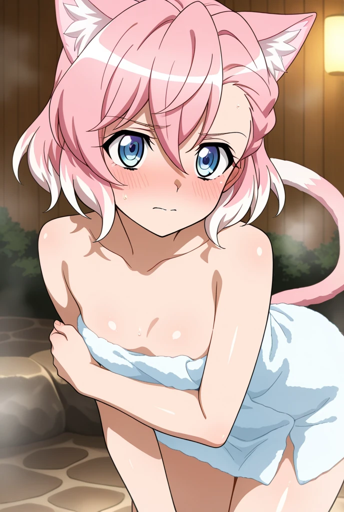 rating_explicit,score_8_up,score_7_up,score_6_up,score_5_up,score_4_up,source_anime, anime screencap,
midorifuse,
midori fuse, long hair, purple eyes, white hair, (naked:1.3), wet, wet hair, wet skin, dripping wet, showering, tile wall, steam, hot, nipples, flat chest, looking up at viewer, hands on chest, cat ears, ears down, embarrassed, blush, shiny skin, close-up of face,