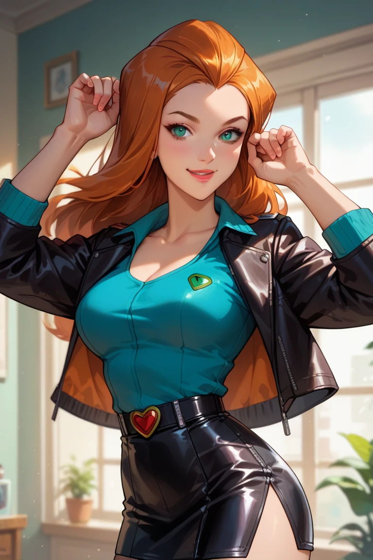 <lora:sam:0.8>, sam, smirk, green bodysuit, portrait,, (gorgeous, beautiful, enchanting:1.3), (trending on CGSociety, trending on pixiv, contest winner:1.3)