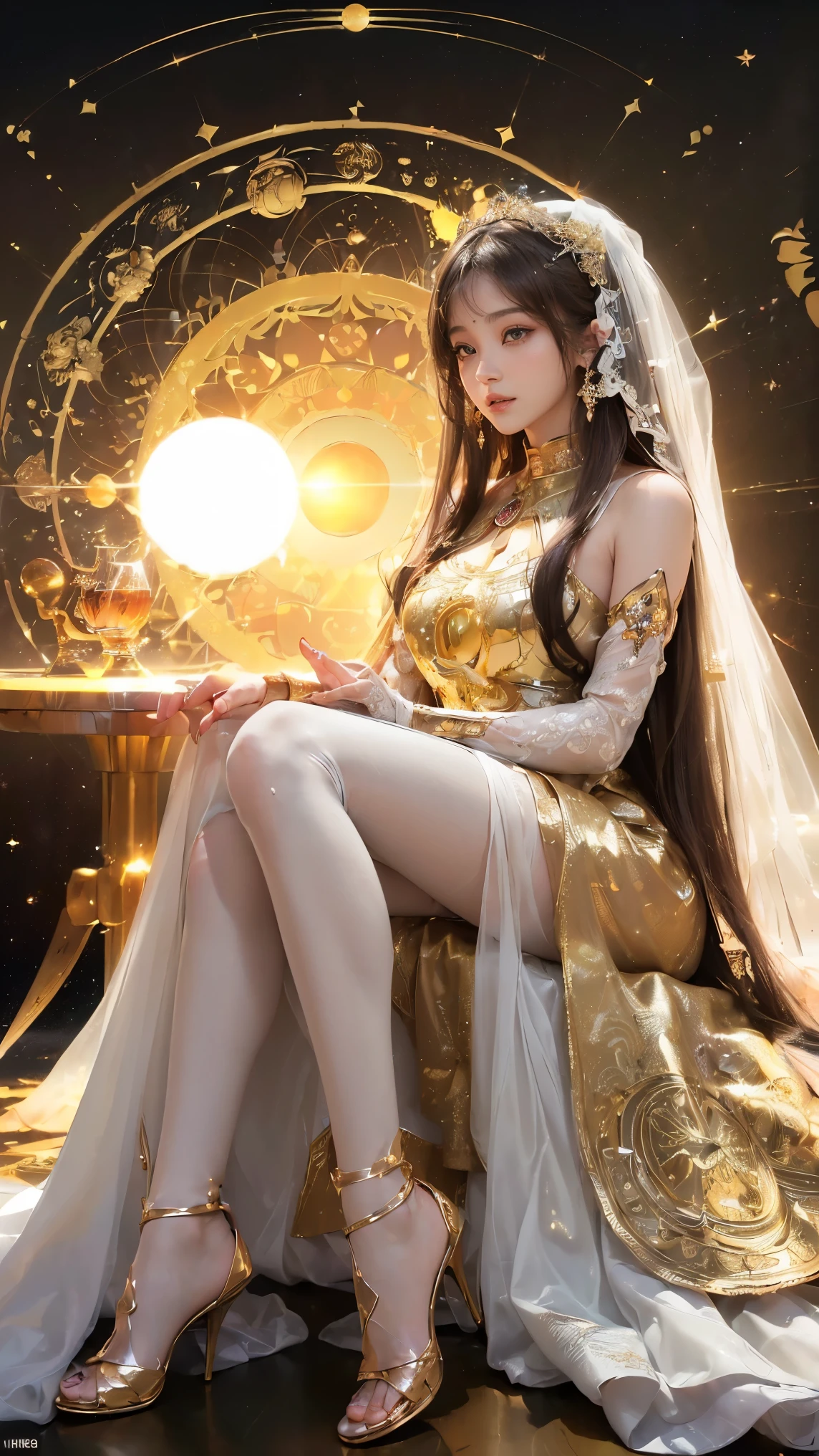 masutepiece、hight resolution、Nun costume、25Old Female、1girl with、Beautiful sister、9th class、Look at the viewer、smil、Okappa、The background is a monastery、Glitter background、Beautiful stained glass、the skin is white and transparent、Beautiful nun praying to God、Angel Smile、the skin is white and transparent、Paws are thin and beautiful,high-heels、Gold Anklet、Stand and look at us、Shot looking down from a high position、
