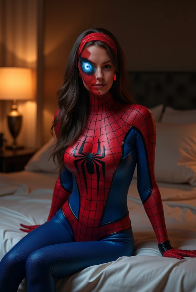 mj (spiderman) showing her ass while touching her tits with her hands 
