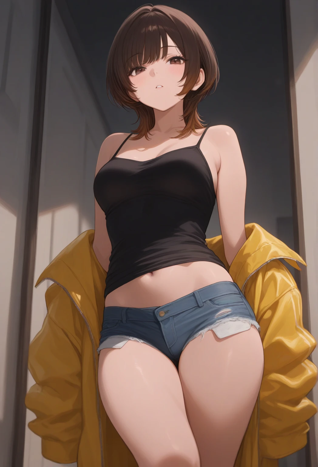 ((full body:1.4)), irohaisshikitest, iroha isshiki, short hair, brown hair, (brown eyes:1.5),
((black tank:1.4)), ((black converse shoes:1.4)), ((short jeans:1.4)), ((fishnet stockings:1.4)), ((underboob1.4)), ((smile face)), ((blushing)), red face.
BREAK, playground background, ((squating)),
BREAK ((looking at viever:1.4)), BREAK (masterpiece:1.2), best quality, high resolution, unity 8k wallpaper, (illustration:0.8), (beautiful detailed eyes:1.6), extremely detailed face, perfect lighting, extremely detailed CG, (perfect hands, perfect anatomy),