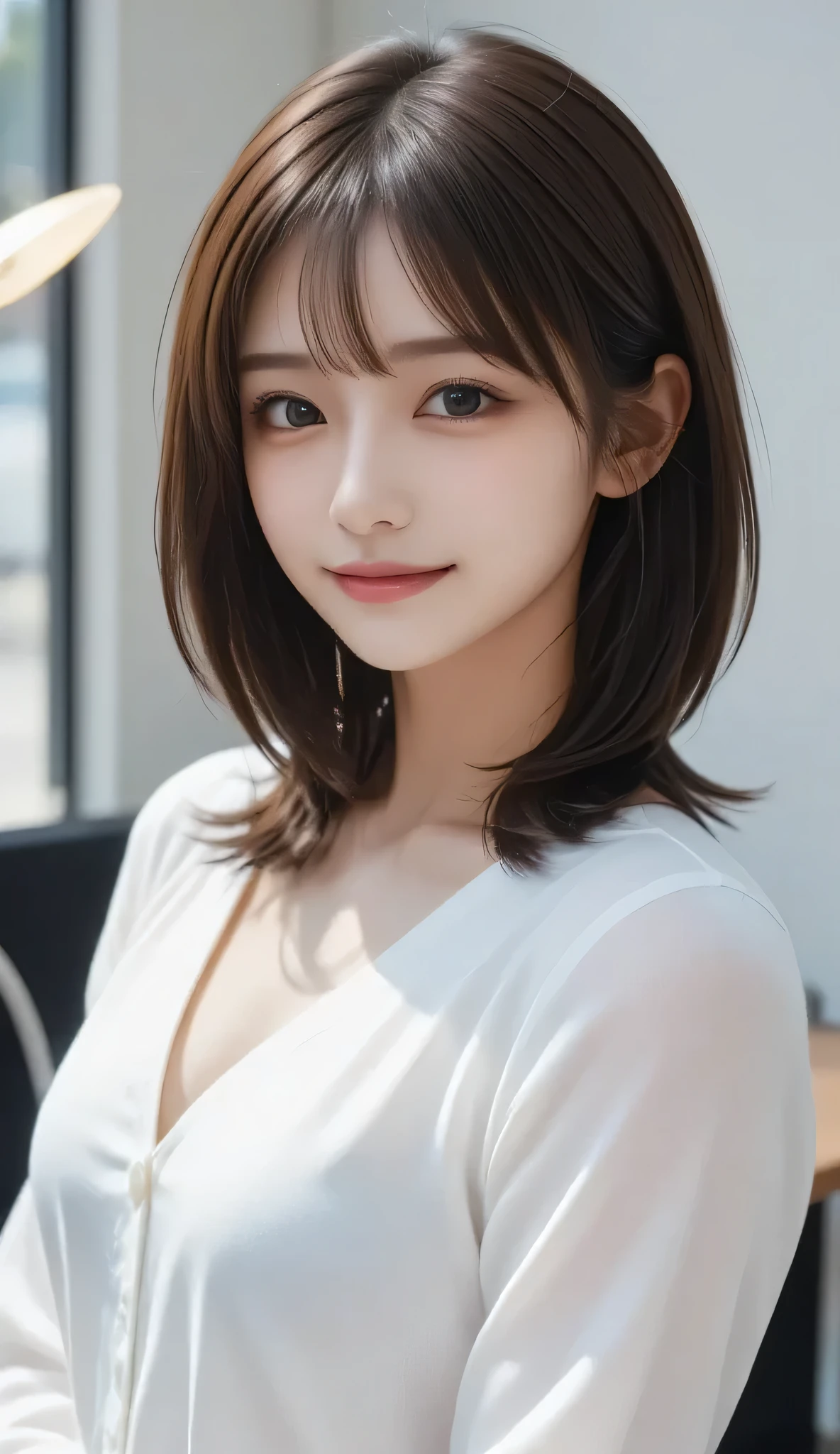 masutepiece, Best Quality, Illustration, Ultra-detailed, finely detail, hight resolution, 8K Wallpaper, Perfect dynamic composition, Beautiful detailed eyes,Short bob hair,Small breasts natural color lip, Bold sexy poses,Smile,Shibuya、20 years girl、Cute、Subject looking at sexy pose on camera,Gravure Model Pose