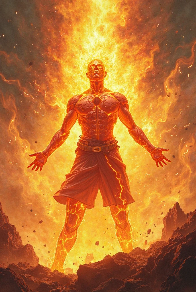 painting of a fire elemental in a dungeon room with shelves and crates, Dan Mumford und Alex Grey Stil, Heiliges Feuer Zauberkunst, by tomasz alen kopera, by the Hildebrandt brothers, inspiriert von Joe Jusko, Virgil Finlaytim Hildebrandt, ein Portal zum Reich der verlorenen Flammen, by Gebrüder Hildebrandt, by Tim Hildebrandt