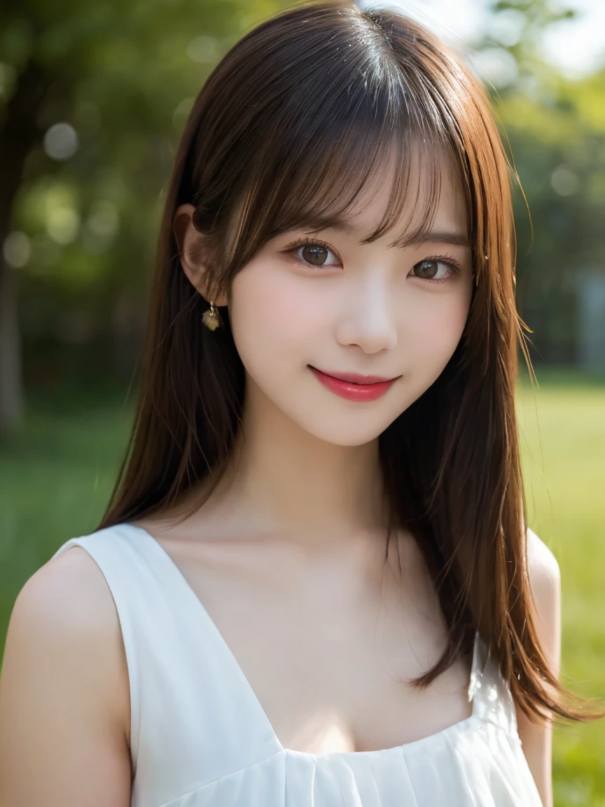 (masterpiece, best quality:1.1), (8k, raw photo, photo realistic:1.2, f22), (shiny skin), detailed skin,long hair,detailed face, detailed eyes, smile,BREAK, real world, intricate details, smil, BREAK, 1girl, (Polka dot pattern dress), BREAK, (zoo:1.4), BREAK