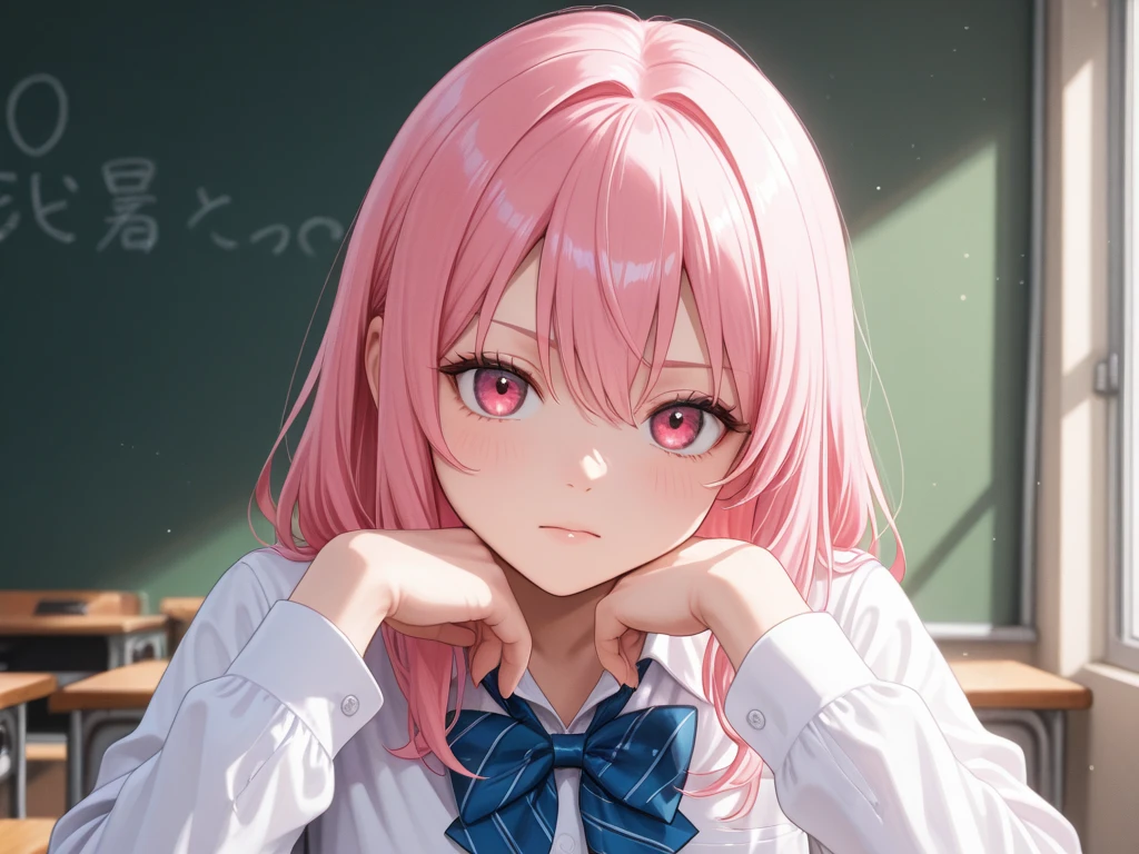 Chica anime con cabello rosado y ojos azules parada frente a un espejo., estilo anime 4K, arte de anime digital detallado, hermoso retrato animado, retrato detallado de chica anime, Cabello rosado y ojos cian., Fondo de pantalla de arte anime 4k, Fondo de pantalla de arte anime 4K, Lindo retrato de chica anime, retrato chica anime, Fondo de pantalla animado 4K, Lindo retrato de chica animes