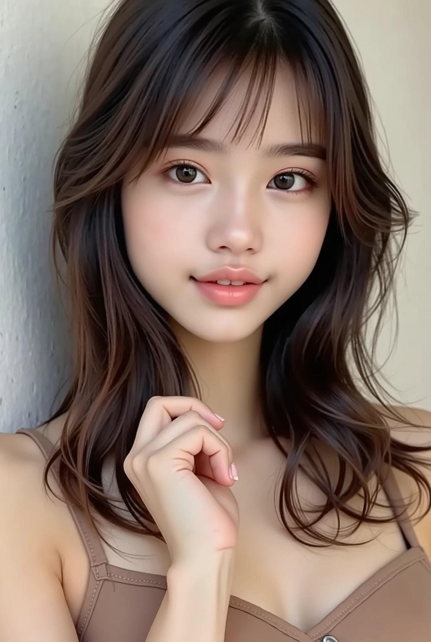 best quality, masterpiece, (realistic:1.2), 1 girl, brown hair, brown eyes, Front, detailed face, beautiful eyes