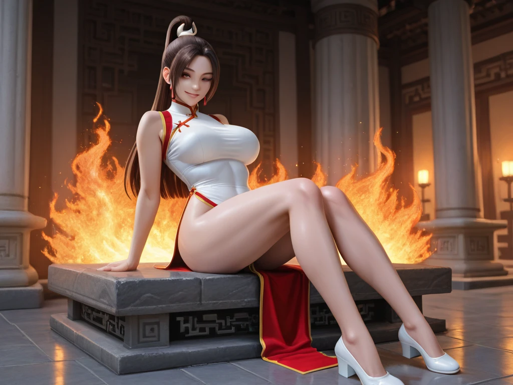 Best quality at best,tmasterpiece,超高分辨率,Nice face,mature,爆乳,Open-mouthed,Stick out your tongue,squatting on the ground,legs are open,Two-handed Biye