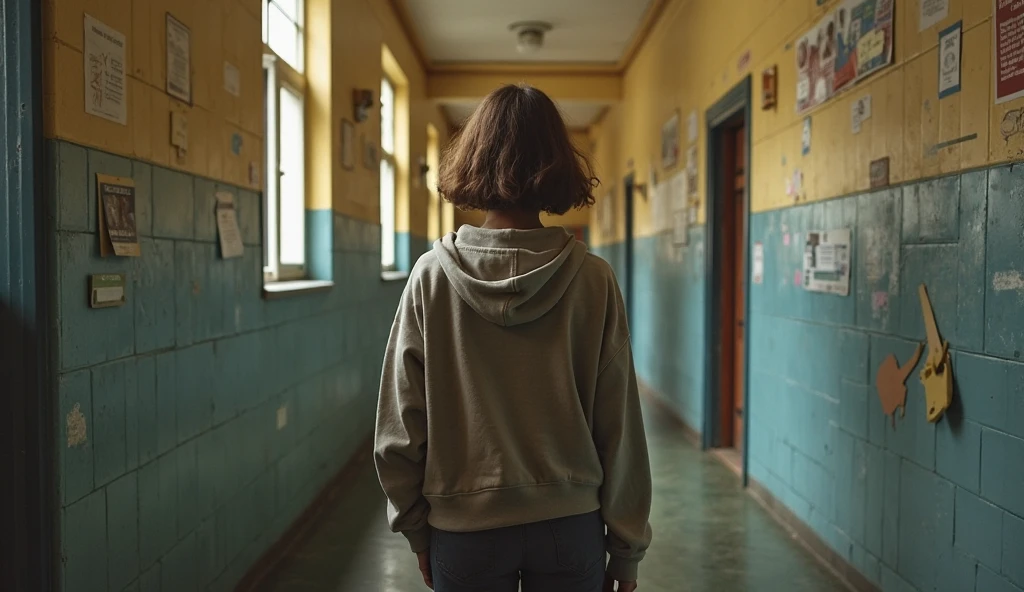 Junior high school student in the bathroom