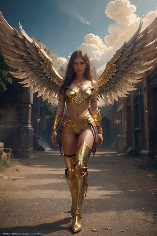 (Finest quality)),(超A high resolution),(ultra-detailliert),(Meticulous portrayal),((best pictures)),(Finest works of art),Ultra-Precision Art,The art of astounding depiction, Fantasyart:1.5, (A female angel swinging a spear:1.7),Beautiful and well-groomed face:1.5,(toned body:1.6), demon being purified:1.5 powerful light:1.5
