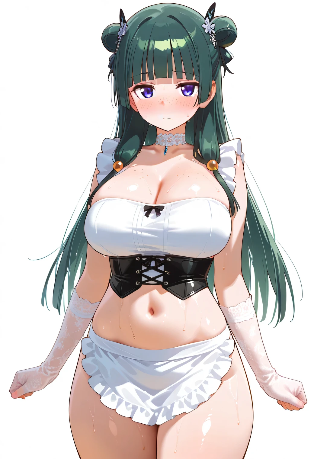 Maid clothes,cleavage,(throw, 1 boy, faceless man, throw paizuri, paizuri:1.4), hetero, Anime Cel Style, highest quality, High resolution,( Upper body), 1 girl, (huge breasts:1.4), chest curtain,play sports often,smile,Ruby Eyes