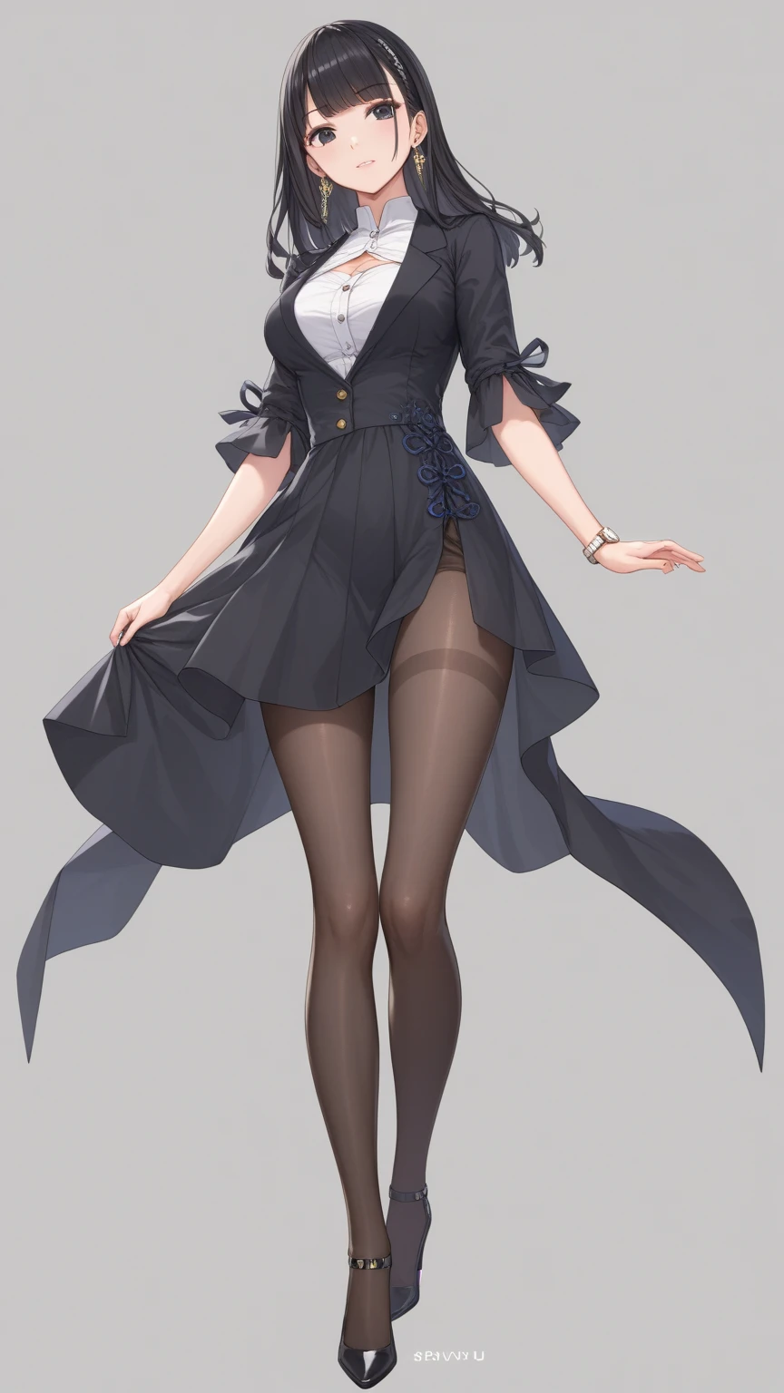 nobody, 1 girl, alone,Headless, no hands, No legs, There are no arms, No weapons, Simple background, skirt,