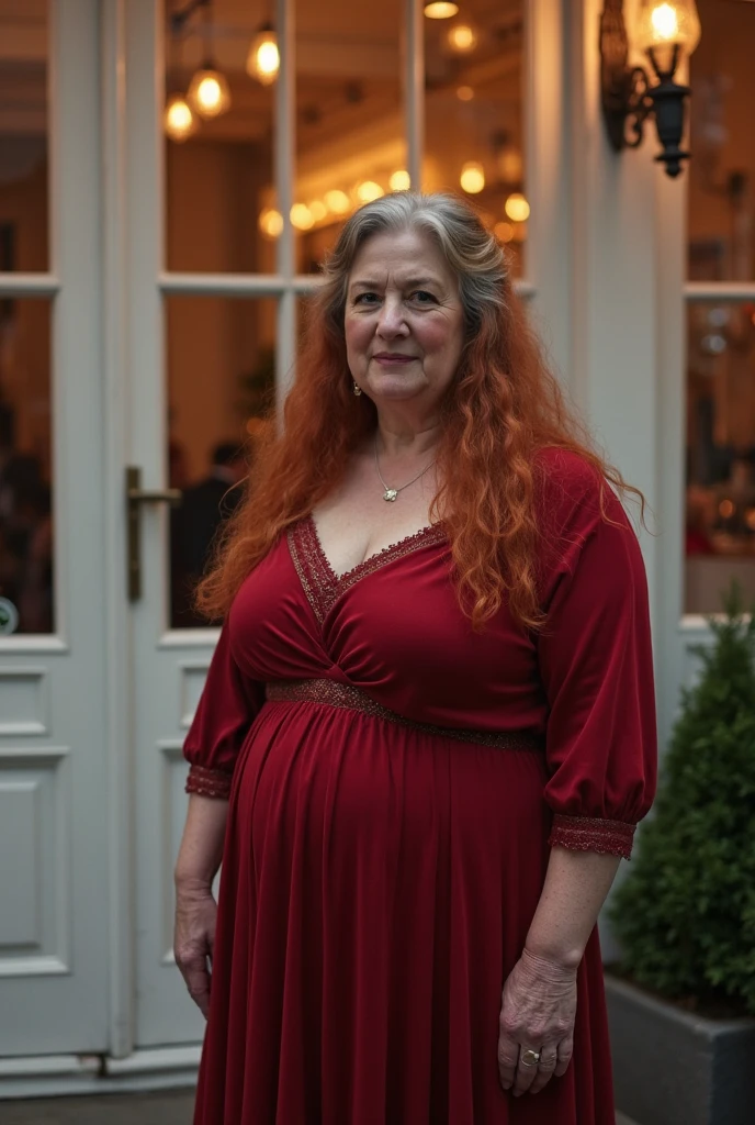her name is Nannette, high quality, ((mature)), ((white pale skin)), 1girl, ((30-year-old chubby  Caucasian woman)), ((40 years old)), ((chubby)), ((short ginger hair)), pose: standing, wearing stylish modern wear, BACKGROUND: Sydney Waterfront in Australia, Pose:Standing