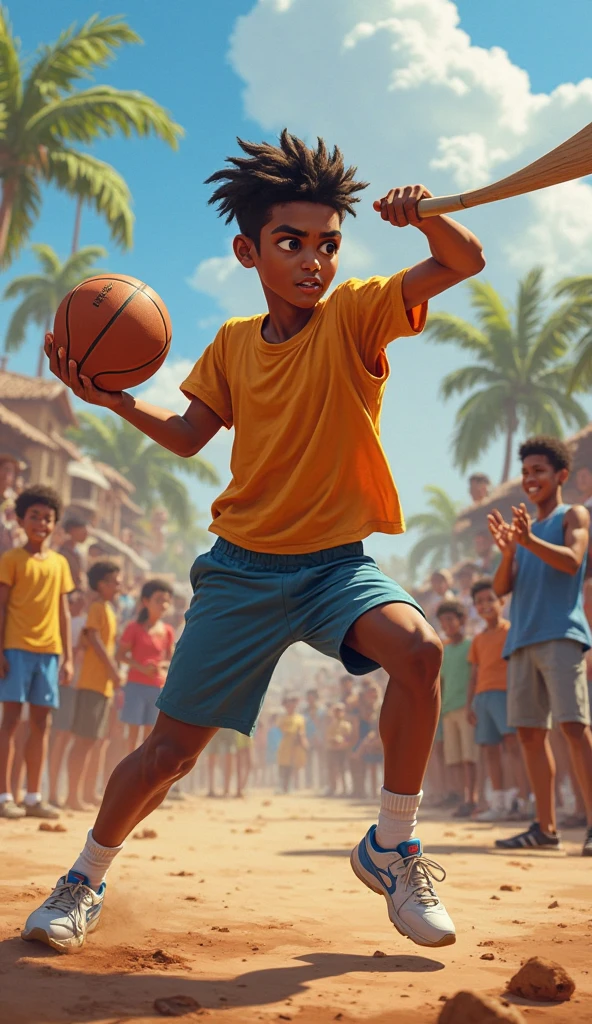 -- 1 menina, jovem, cabelos longos, olhos grandes, pele clara, vestido rosa,
--actions, a menina agachada e sorrindo, Waving his hand,
-- efeitos, a menina convidando o lutador de boxe para lutar,
|
-- 1 lutador de boxe, homem, cabelos curtos, olhos escuros, pele bronzeada, roupa de luta,
--actions, o lutador de boxe em pose de luta,
--actions, o lutador de boxe pronto para aceitar o desafio,
|
--scenario, cidade, Buildings, carros, pessoas,
--actions, the two figures creating an atmosphere of tension and excitement,