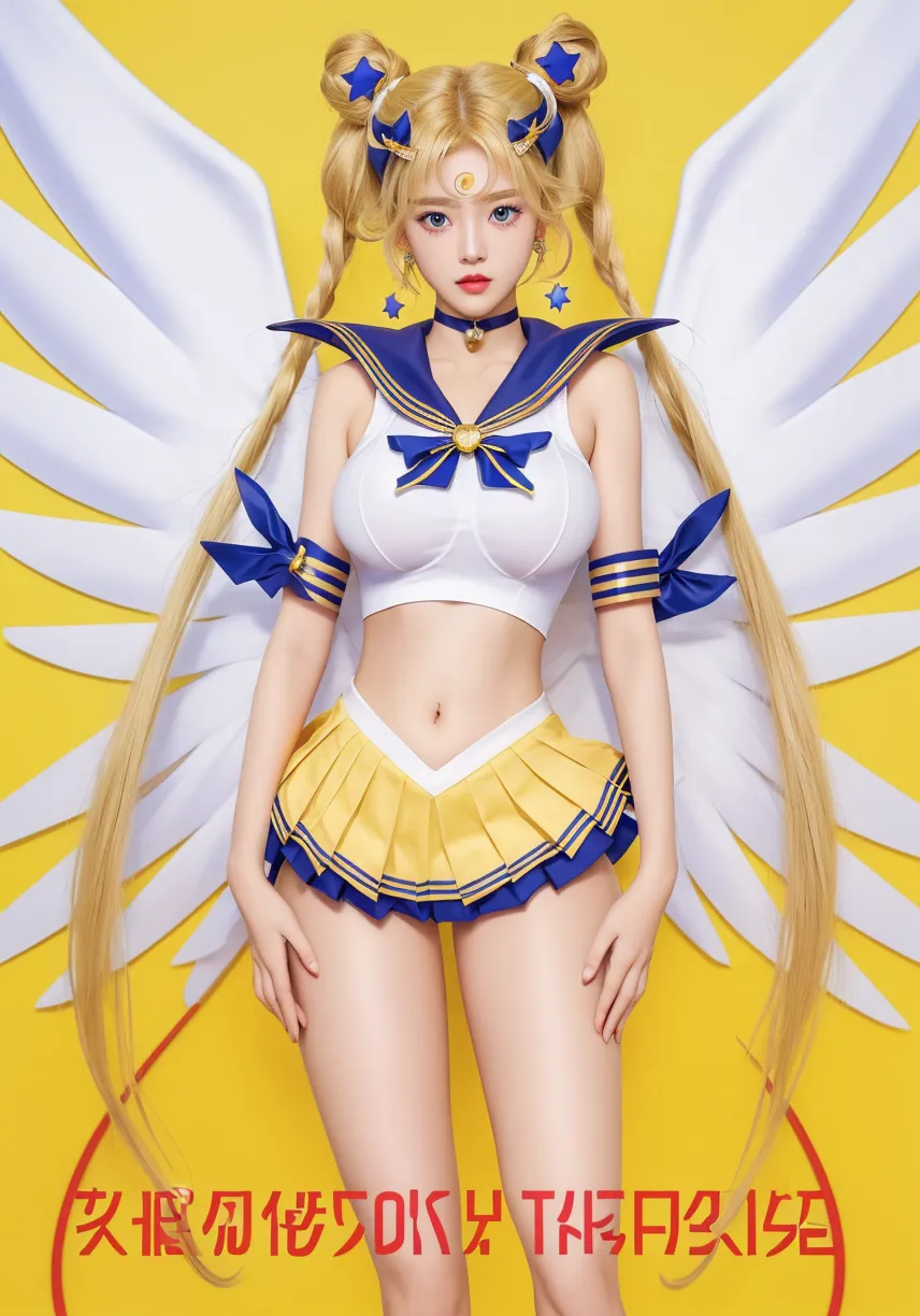 professional medium body photo of eternal sailor moon, detailed skin, detailed eyes, finely detailed hair, field, volumetric light, highrez, masterpiece, best quality, (downblouse:1.5), ahegao