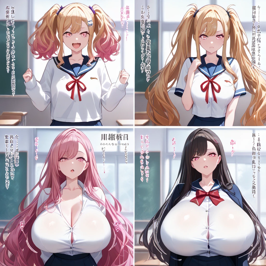 masterpiece, Highest quality, High resolution, Big Breasts、ＪＫ、There are many women and viewers in a very small and dark room.、6 Girls、Pink pleated skirt、Heart symbol and sound effect、The viewer is looked down upon by a tall woman..、Low Perspective、A chest full of sperm、The viewer only has one penis、Between the penises 、Bukkake、Pant voice、Huge 、white and bright skin、bright and beautiful skin、Blunt bangs、Blunt bangs、The girl trembles with joy、30-year-old woman、They are all very tall、Surrounded by tall girls、Thighs、Being despised by many girls、A composition expressing various things breastean smirk、Bully、A composition expressing various things 、Harem、Many girls are lined up、Black Hair、blonde、Open your mouth small and smile、pointed double teeth、Titty fuck、maternal、First Person View、Surrounded by