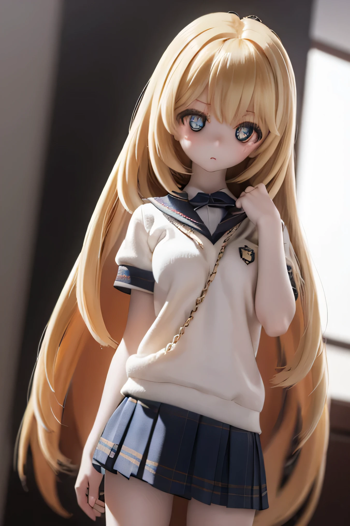 School Uniform,Clean Fingers,4K,top quality,Realistic,Beautiful Eyes of Details,professional,Large dynamic range,beautiful color,Bokeh,large scale background,metallic texture,Dramatic Lighting,,Digital Art Mini Skirt、white panties,