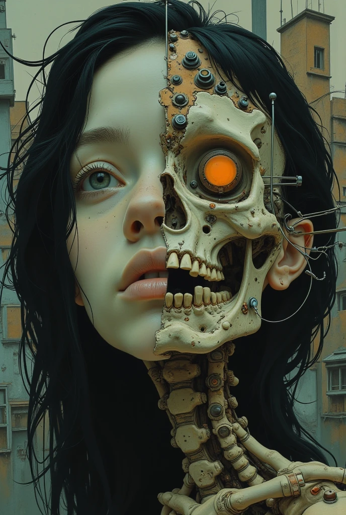 a woman with a horrifying face, extremely ugly and distorted features, sunken eyes, gaping mouth, rotting skin, a skeletal body, unhealthy and uncomfortable appearance, in a dark, unsettling horror atmosphere, highly detailed, photorealistic, 8k, best quality