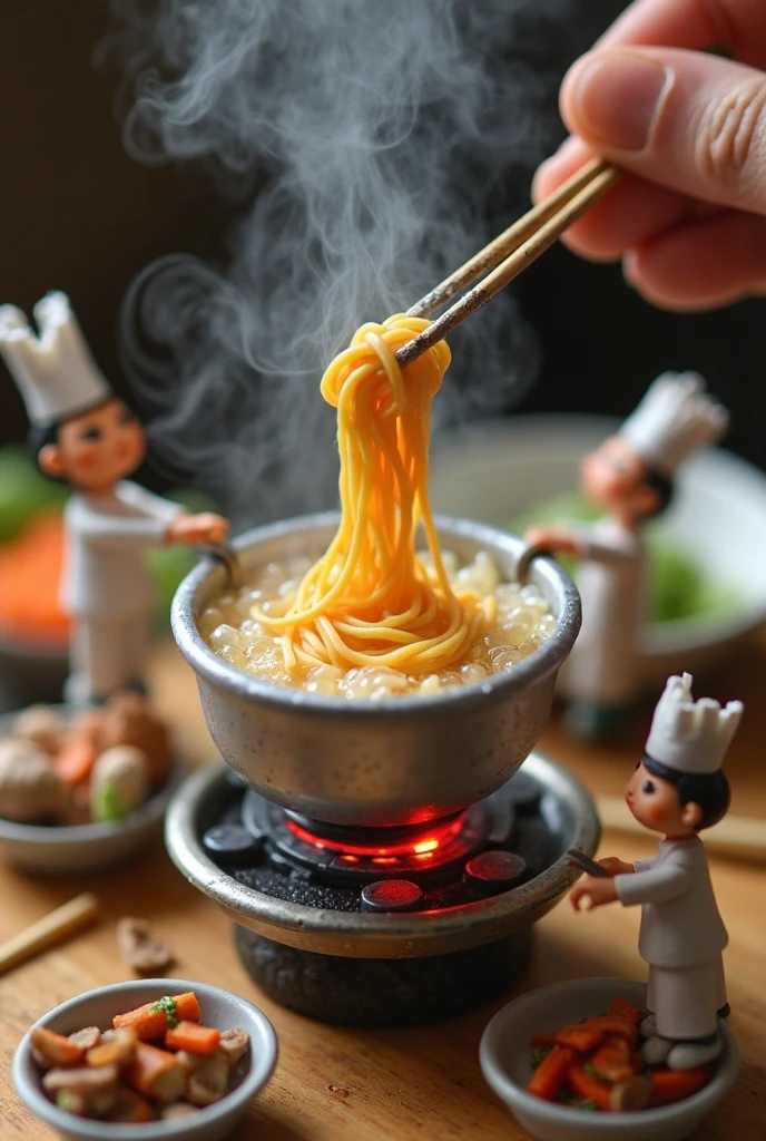 Girl being cooked in a cauldron full of soup
