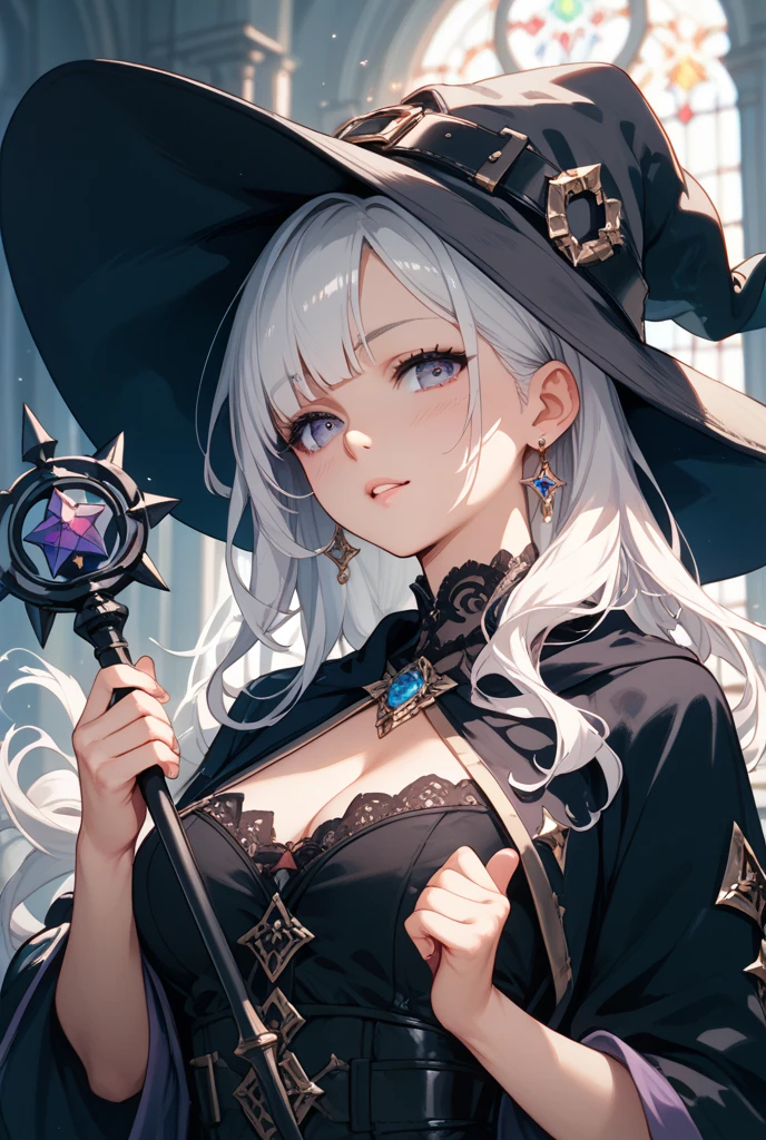 highest quality、masterpiece、8K、realistic、ultra high resolution、very delicate and beautiful、HDR、cinematic lighting、medium range shooting、portrait、perfect female body、Beautiful woman、mature woman、Opposition、put your hand on your head、look at the audience、grassland、((Witch of another world fantasy、long cloak、Pointed hat、magic wand))、ancient magic book、magic runes、vial、Portion、dark magic、magic of light、magical jewels、Secret Magic Ingredient、Black cat companion、magic circle、Star divination、Magic Barrier、Magical Treasure、Forest hut、magic fire、Magical rituals、Phases of the moon