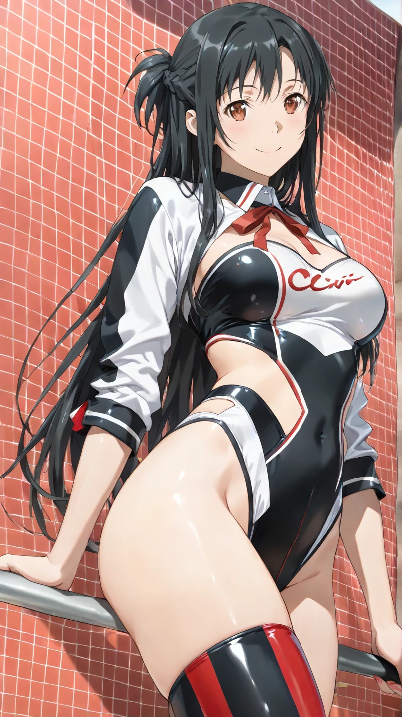 Ultra-high resolution, 1 Girl, 18-year-old, (Idols:1.4), (((Sakura Hagiwara:1.4))), (Beautiful detailed face:1),(Beautiful detailed face:1), , ((Best Quality)), Cinematic Light, ,Mood lighting, (((Perfect Anatomy:1.10))), (Finely detailed face:1.2), (Representative works:1.5), (Best Quality:1.2), looking at another, Lipstick, V Line Jaw, ((Prevents clothing from digging into the skin)), (((Sexual expressions:1.4))), ((Blushing:1.2)), (((Suffering expression:1.5))), ((Heavy breathing:1.3)), (The background is blurred), Glossy texture, Strong winds:1.3, (((very long black hair:1.4))), (Perfect Face:1.4), ((Shiny skin:1.2)), (very smooth skin), (((Excessive sweating all over the body:1.4))), (((Sweaty skin:1.3))), White Skin, Slender, Narrow nose, (Narrow waist:1), ((((Tired look:1.3)))), (Half-open mouth:1.3), (Saliva:1.1), (Medium size breasts:1.4), There is cleavage in the chest, Bangs, Light makeup, Small Ass, ((Pro Wrestling Match Venues:1.3)), ((Inside the professional wrestling ring:1.3)), ((Sexy design monokini swimsuit:1.3)), (Pure white wrestling costume:1.3), ((Intricately designed white wrestling costume with red stripes:1.3)), (Patent leather long wrestling boots), Thimble Skin Gloves, (((Lie on your back:1.3))), (Spread your legs), (((Top view))), ((((High angle)))), ((((Does not depict genitalia)))),