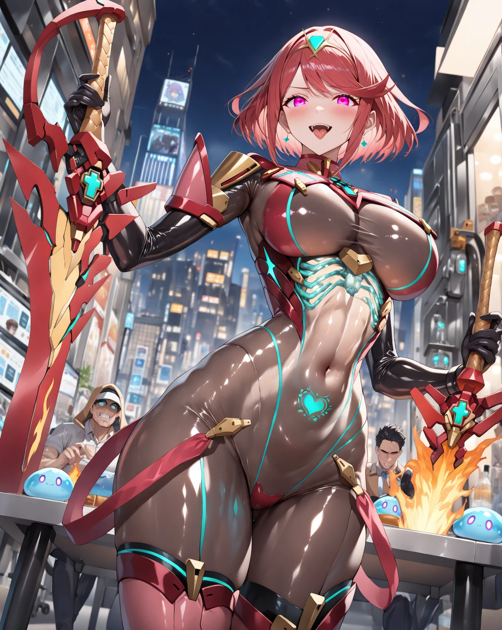 (masterpiece), (best quality:1.4), (perfect anatomy:1.4), high quality, expressive eyes, full body, tall girl, detailed face, beautiful face, perfect face, breasts, cleavage, gloves, A photograph of mid-twenties Japanese female android made of shiny white and silver translucent glass and plastic, geisha makeup and hairstyle, silver metal internal body mechanisms, dynamic pose, flowing organic construction, glowing golden circuitry, colorful neon trim, glowing circuitry, neon trim, depth of field focus f/2.8, art by H.R. Giger, Greg Rutowski, bodysuit, thick thighs, toned, emblem, superhero, dynamic lighting, 4k resolution, dynamic pose, weapon, energy weapon, cover, mecha musume, fortified suit, mechanical parts, headgear, robot joints, bodysuit, deva battle suit, gloves,