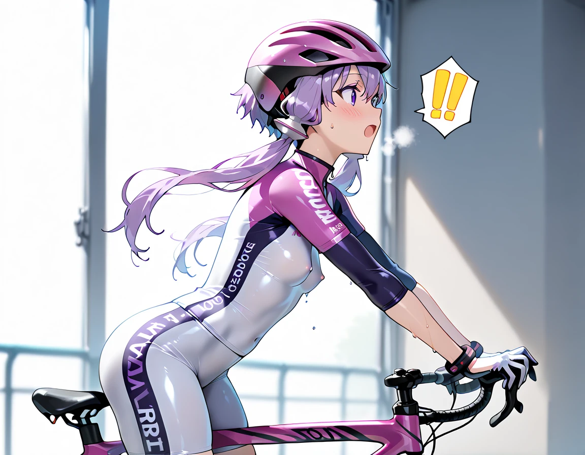 nsfw, kochou shinobu, (((((Road bike))))), (((Cycling Shorts, Cycling shirts))), (((((bicycleに乗る))))), ((((((Road bikeに跨る)))))), whole body, boost mood, Ultra-realistic 8K CG,masterpiece,, ((Highly detailed background,Delicate pattern,Intricate details, Fine and beautiful eyes)),The best quality in the best condition,とてもとてもとても詳細なface, Highly detailed eyesとface,Highly detailed eyes,kochou shinobu,Multicolored Hair,No bangs,Hair Intake,, Purple eyes,,butterfly,band,(熱band庭園:1.2),Purple Flower,mostly cloudy null,Tyndall effect,slope_null,face,beautiful null,,Seductive posture,(Cleavage:1.3), woman,15 years old,Road bike,No underwear, cute, (((Cycling Shorts))),,Laughing with your mouth open, ((Sweat))(See through),((bicycle)),((Black Hair)),blush,((Recall))(Sweatで濡れた)Reflecting the buttocks,bicycleのスパッツ, Mountain