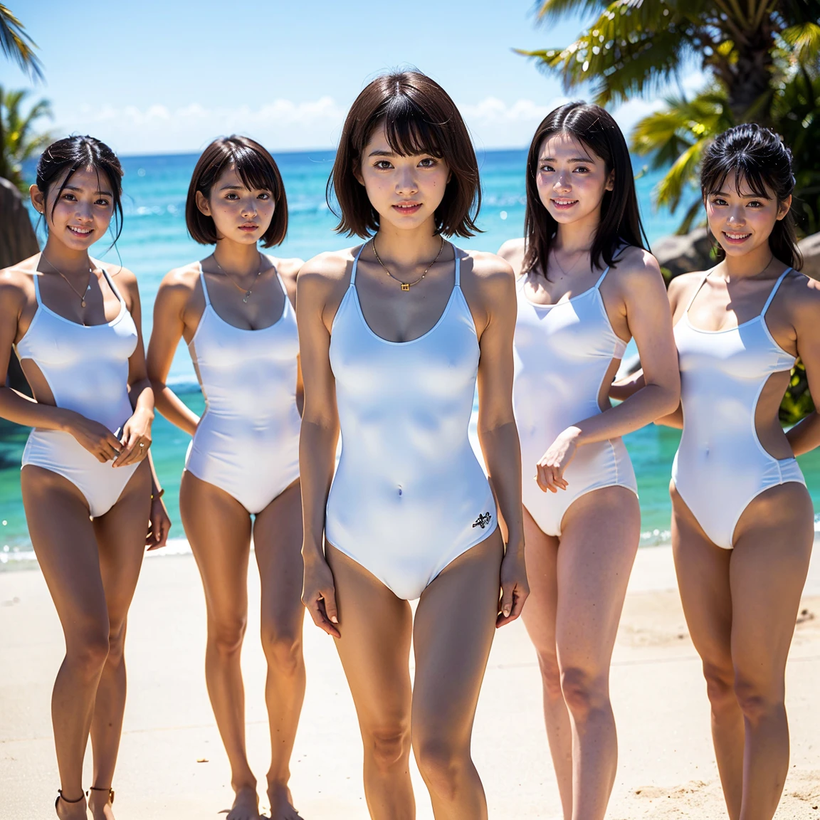 ((ExtremelyDetailed (12 PUNIPUNI KAWAII Girls in a row:1.37) in WHITE at Dusk Enoshima Beach)), (masterpiece 8K TopQuality) (ProfessionalPhoto:1.37), {(Standing Full Body:1.2)|(from below:1.2)}, Different types of hair colors, {Tight skinny((SchoolSwimwear))Ass visible through thighs|SchoolUniform [with Thongs]}, {Detailed BabyLike hand|Hidden hand|ArmpitPeek|DAKINAKURA|Different types of breast|ButtCrack}, Joyful Expressions LifeLike Rendering, PerfectLighting, Dazzling RainbowColorHorizon, (RainbowColorParticles:1.32)