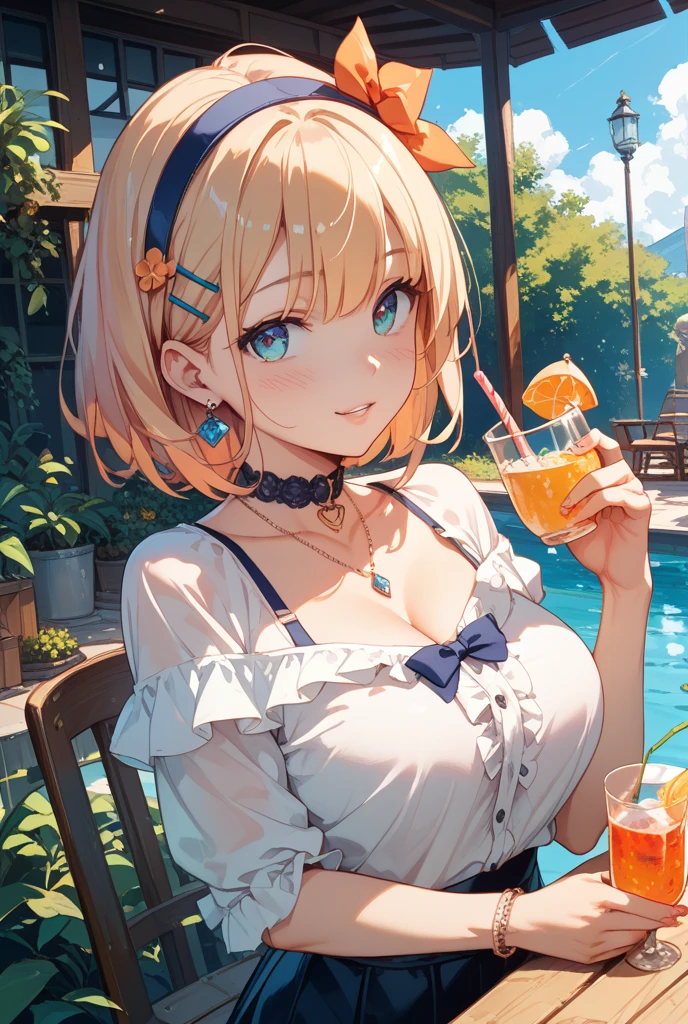 A girl with a beer bar