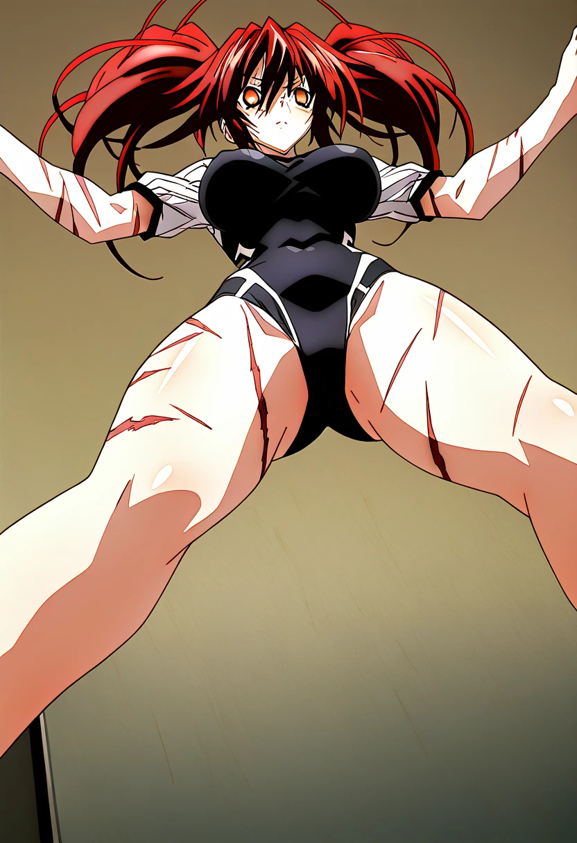 (masterpiece, 4K:1.15) BREAK ((muscler predator with white underpants and bra, breast, perfectly detailed anatomy)):1.2, solo, 1girl BREAK white panties, white bra, white bra straps
BREAK frontal view, arms behind head, spreading legs, white backgrounds