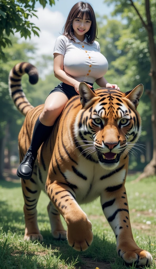 (Masterpiece, Highest quality, Highest quality, official art, beautifully、about beauty:1.2), (2 women), very detailed,(fractal art:1.3),colorful,The most detailed, Background with fractals and mechanical Steampunk details.,open nipples,(((Showing the pussy)))((Has a tattoo of a tiger's face on her pussy.)))
