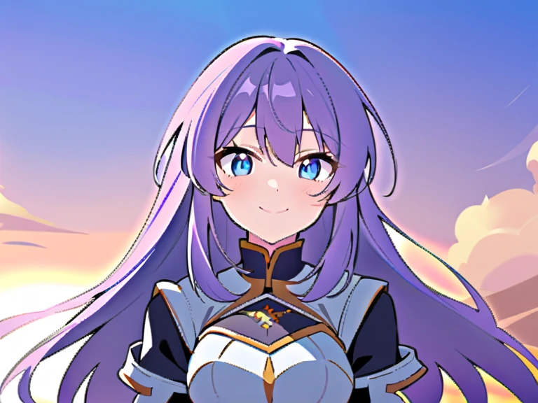 (best quality:1.1), (masterpiece:1.4), game cg, looking at viewer, upper body, , , (anime:1.4), 1girl, solo, <lora:shiho_shishido:0.88>, shiho_shishido, purple hair, purple eyes, long hair, , mole, knight costume, The Isle of Doom, HDR