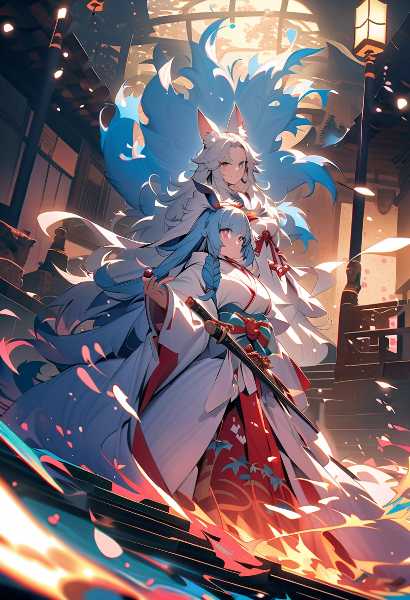 - Lleva una layer clara con una abertura en el frente, color
- La layer cubre parcialmente una camisa blanca con mangas.
- Black tight pants.
- Long, pointed wolf ears, White color.
- Long hair, white and messy, that reaches beyond your waist.
- Ojos rEyes o rosados, that stand out on his pale face.
- Cola peluda y larga que coincide con el color de su Hair blanco.
- Bare feet shaped like a wolf.
- Werewolf, wild, dynamic pose - Beige cape - large wolf ears - White hair - Squinted eyes with red pupils and white eyelashes - Black pants - White wolf tail - Lupine appearance - intense gaze, haunting - White (Hair, layer)
- Negro (pants)
- Red/rosado (Eyes)
- white (ears and tail)