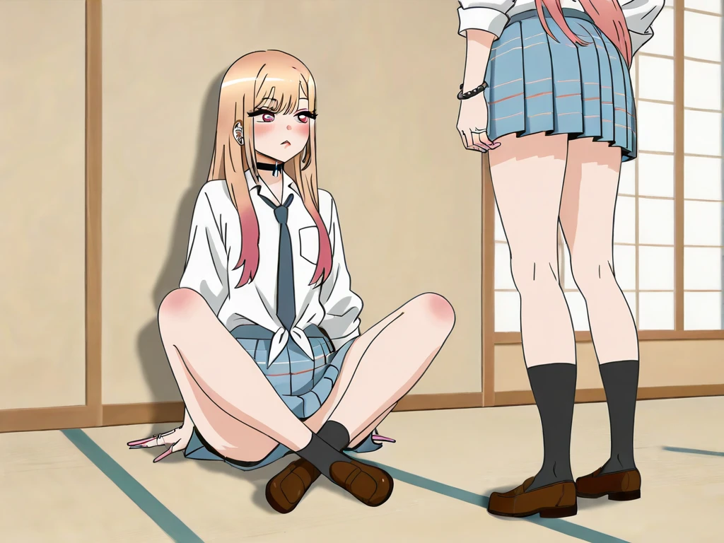 (masterpiece), best quality, expressive eyes, perfect face, toradora!, aisaka_taiga, highres, 1girl, black_ribbon, blazer, blue_skirt, brown_eyes, brown_hair, collared_shirt, long_hair, long_sleeves, looking_at_viewer, neck_ribbon, seductive grin, oohashi_high_school_uniform, pleated_skirt, red_jacket, ribbon, school_uniform, shirt, skirt, solo, white_background, flat_chested, black_thighhighs, feet, foot_focus, no_shoes, spread_toes, thighhighs, toes, white_panties, sole, footjob, cum_on_feet, penis, , nsfw, socked_feet, feet_in_socks