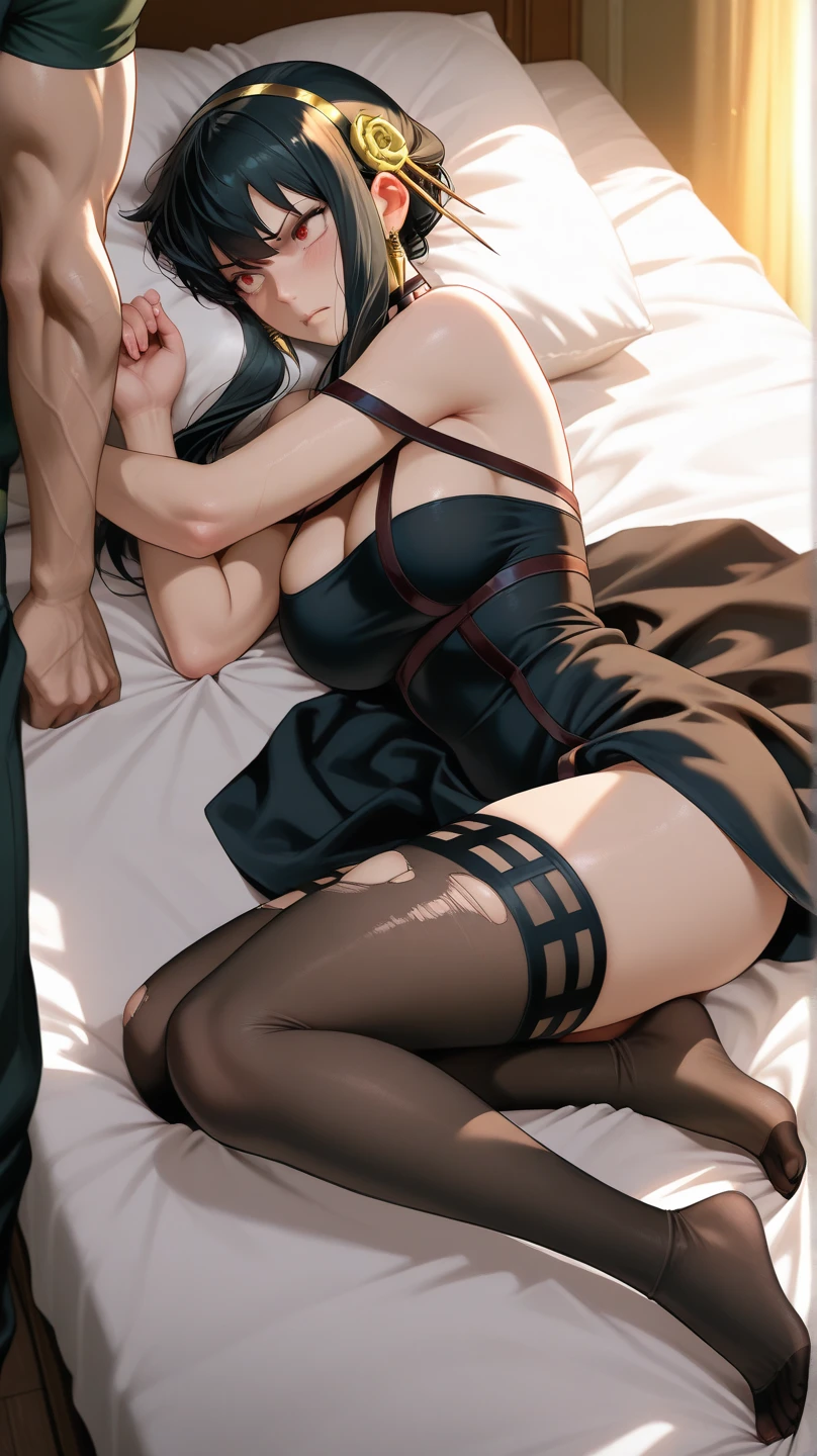 Himiko Toga having  sex totally naked (Whole body) wearing black skirt and black fishnet stockings (separating her legs)