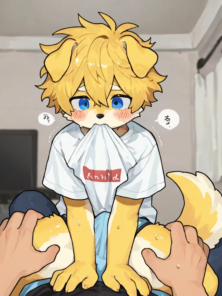 Kemoshota, kindergarten , mascot, raped, crying shout, painful face, teardrops, teary eyes, sweat, sweat drops, tusk, tail, precum