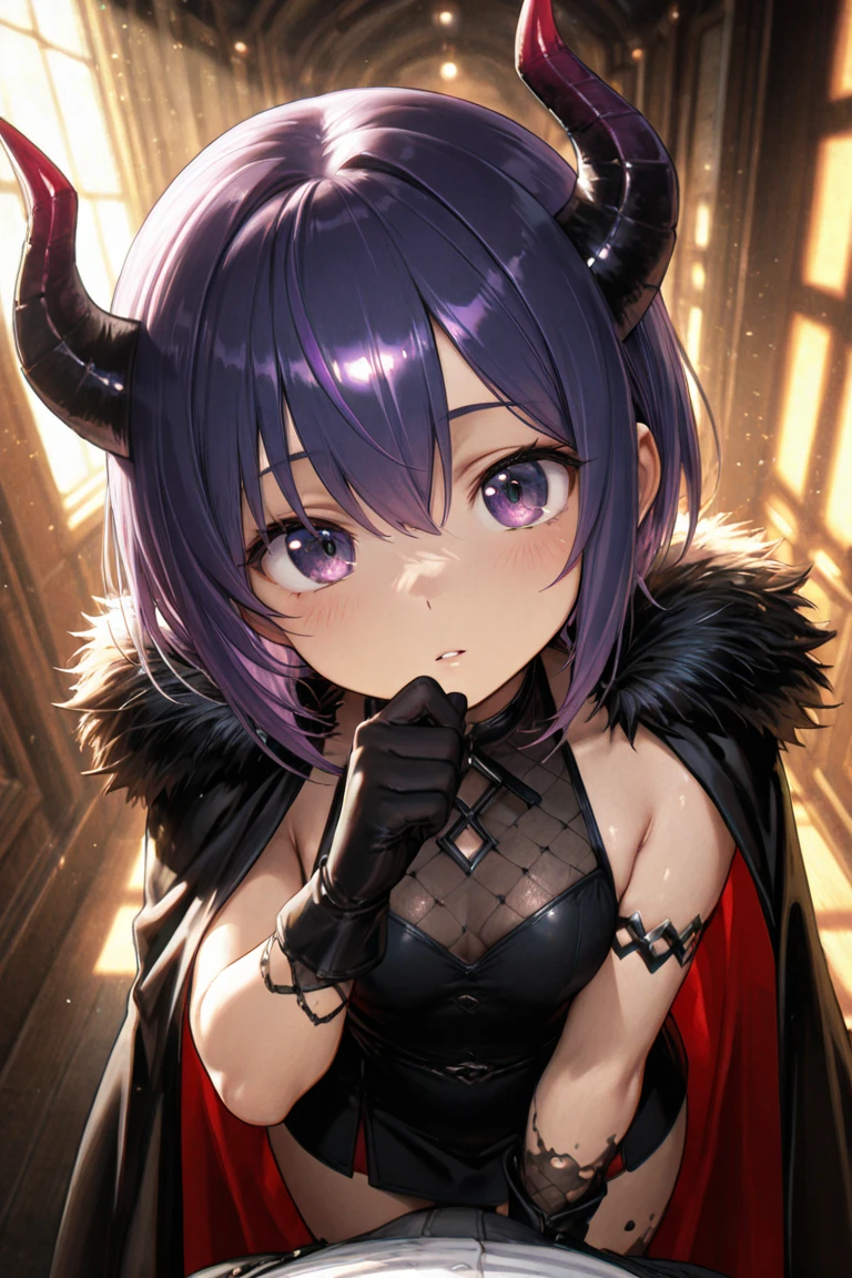 (best qualityer:1.3), (4K quality), Shinobu Kocho by Demon Slayer, (((purple and black hair))), ((face detailed)), ((curvy body)), (big boobies), cleaveage, sensuous, ((bidy latex neckline suit)), ((blush)), ((Covered area)),