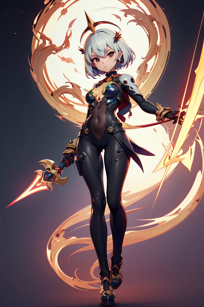 [Shinjuku background at night],(HENTAI ANIME) (Japanese NINJA Girl (Beauty) 15yo student) petite and muscular [Slim & fit body], Short Bob Cut,([hornet] Orange Ninja Battle Armor) scarf [stall] ((Fitting rubber inner) [honeycomb] [edg]) hair adornments (Dull metallic luster:0.8),gravure [KUNOICHI],(Perfectly proportioned),Ideal color coordination),(Intricate and beautiful decoration (Dense detail)),[Perfect hand details],(Beautiful perfect face, yellow eyes, yellow irises, [Perfect eye details, [Full body like], fit thighs, thigh gap,[[Desaturation]], pretty hands, perfect fingers