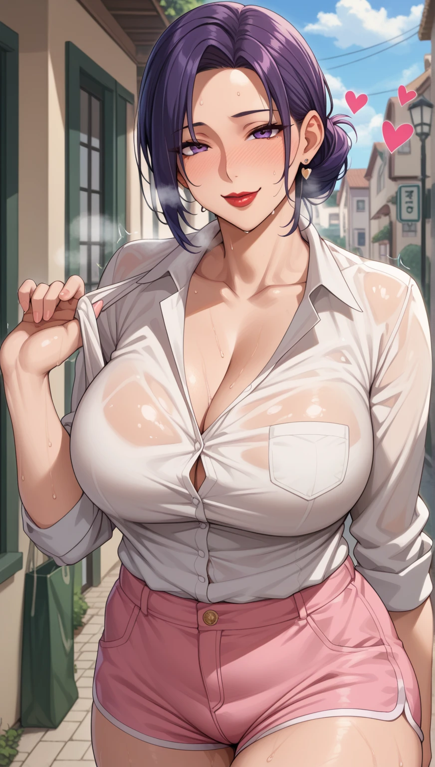 master piece,Best Quality,highest quality,Ultra-detailed,ultra high resolution,extremely detailed CG unity 8k wallpaper,Illustration,Detailed skin,Shiny skin,Realistic,Beautiful detailed eyes,I luscious eyes,striking eyes,Perfect Anatomy, gleaming skin,oily skin,1girl in,Solo,

character focus,front view,pefect pretty girl,cute,large breasts,open shirt,,((((sitting, retreat)))),

cabin attendant uniform,flight attendant uniform,light blue blouse,dark blue slit tight skirt,red neckerchief,earrings,high heels,stockings,middle hair,half updo,dark brown hair,(((red lips))),{{iPhone, smartphone screen, 1girl is in camera app frame}},

,cameltoe,bulge,visible panties,elaborately intricate designed luxury and shine and brightly various color panties, moist panties are digging into crotch,skin dantation
,love juice,love juice stain,slip pubic hair,((slip nipples)), ((frightened ,fear,screaming, flinch ,open mouth)),(((facing away))),((sweat)),

in abandoned house,faint light,messy room,many garbage bags,trash,stains on wall ,
(((vignetting,close to viewer,upper body))),front shot,
